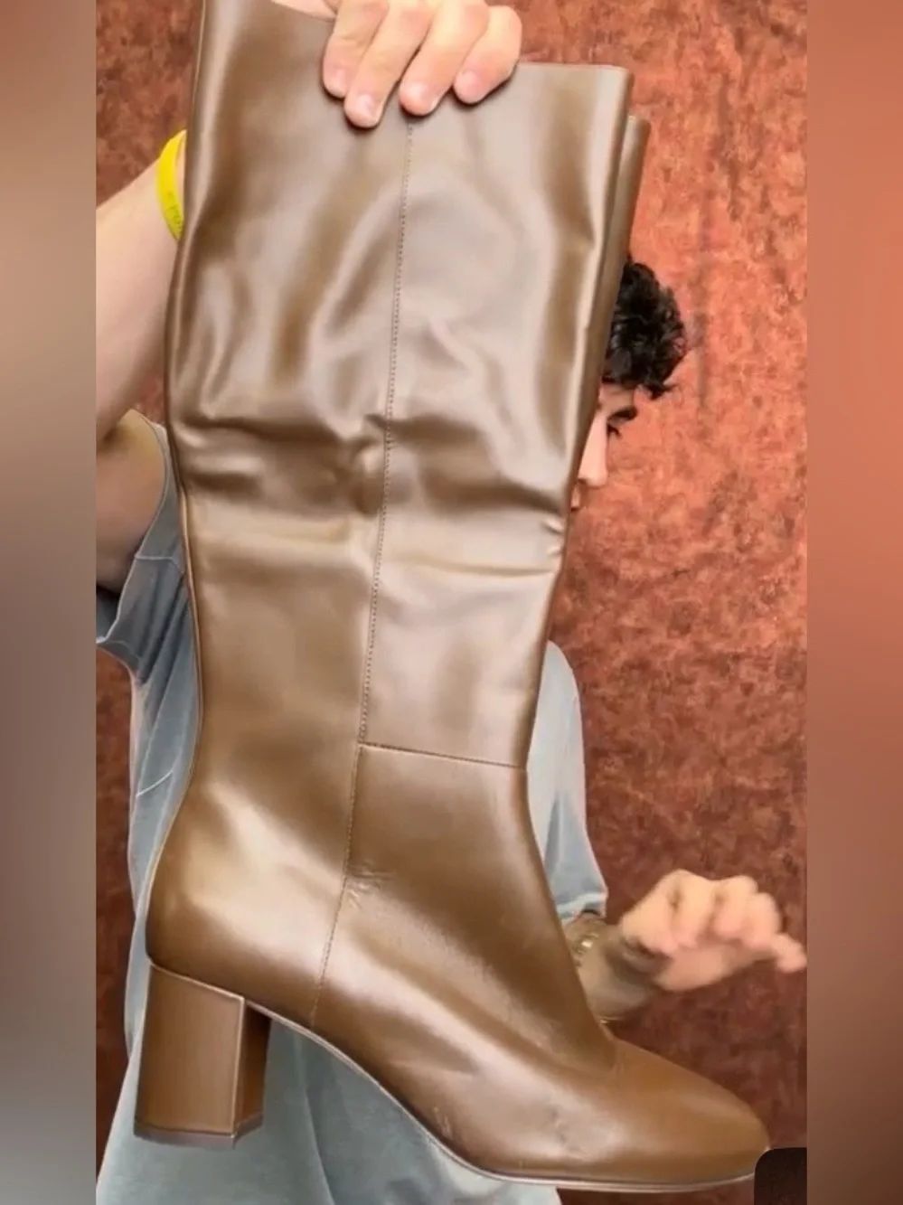 Stuart Weitzman Brown Over-the-Knee Block Heel Boots, $900 msrp